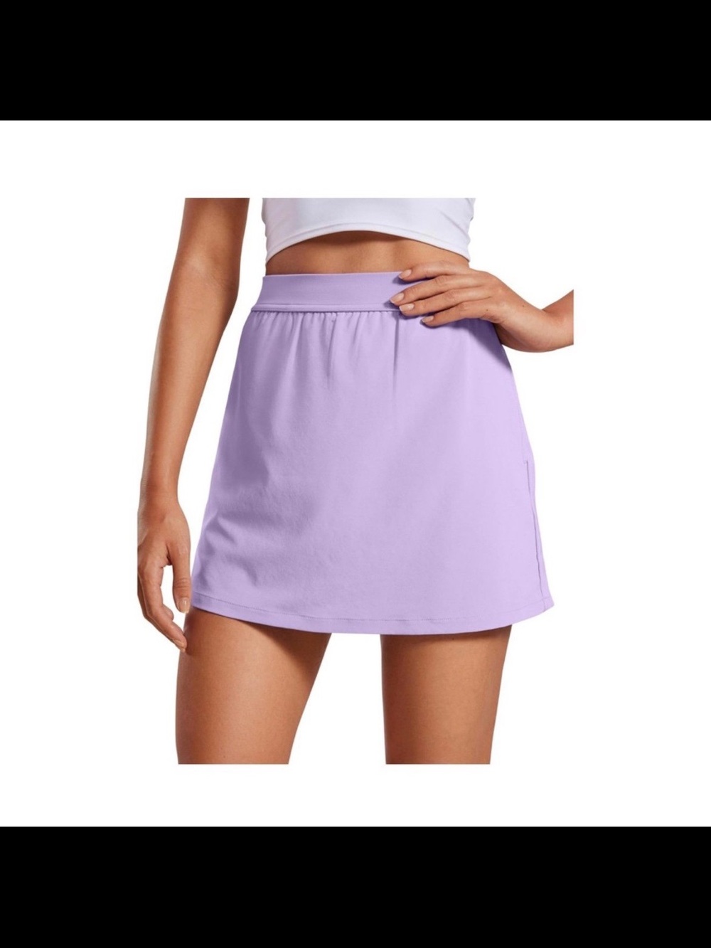 CRZ YOGA Lilac A-Line Mini Skirt with Elastic Waist